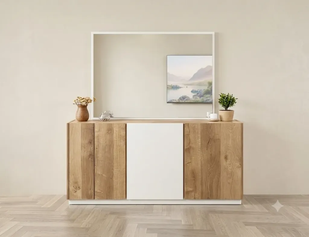 [DZ38BEIGE-BAHUT] Modena - Enfilade Beige Contemporaine en chêne.webp