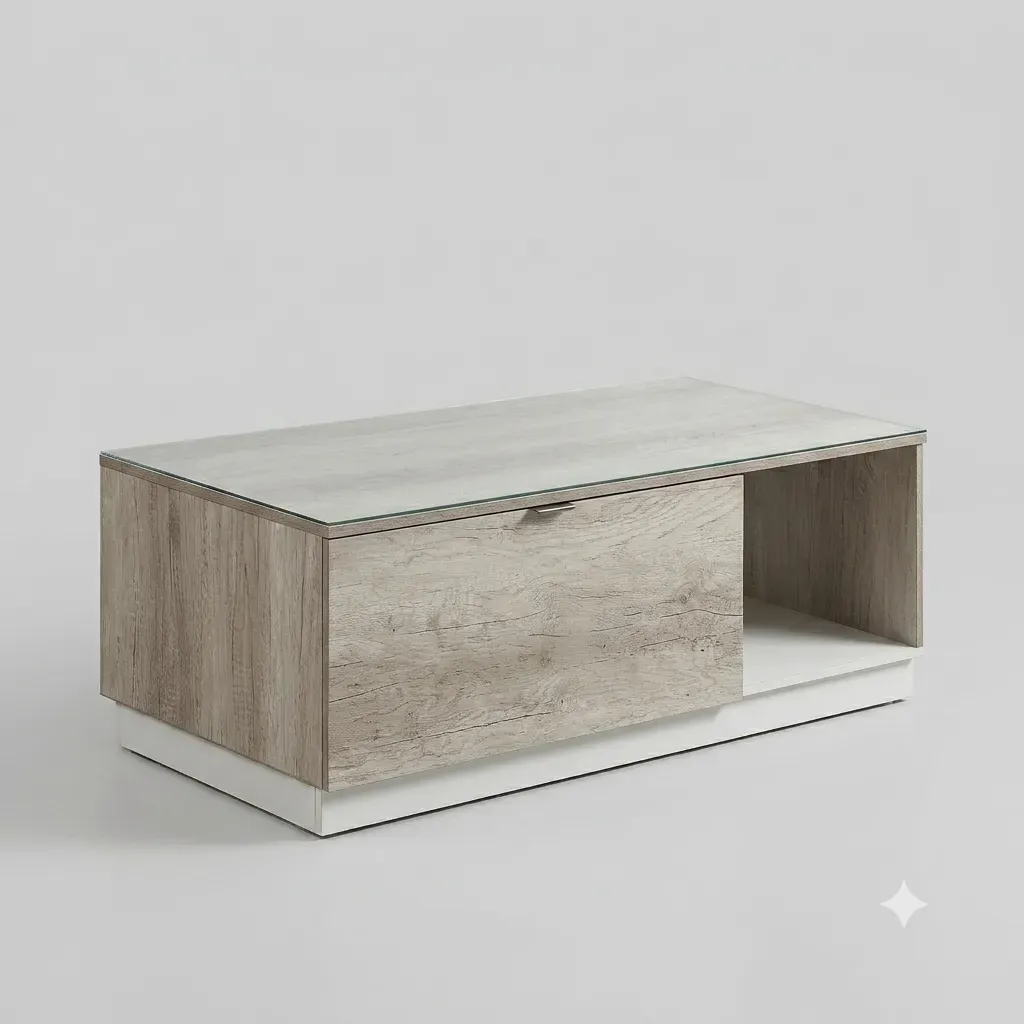 [DZ38GRIS-TB] Modena - Table Basse Grise Contemporaine en chêne blanchi.webp
