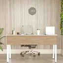 [BUREAU-MA5-SW] Alba - Bureau blanc et chêne avec tiroir intégré.webp
