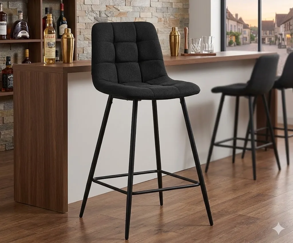 [CHAISEBAR-962] CHAISE BAR MARRON FONCE PIEDS EN METAL