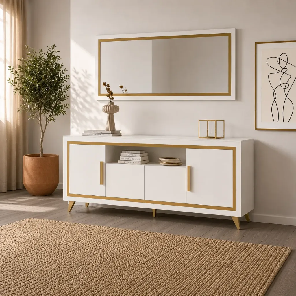 [BAHUT-GOLD] GOLD ENFILADE AVEC MIROIR