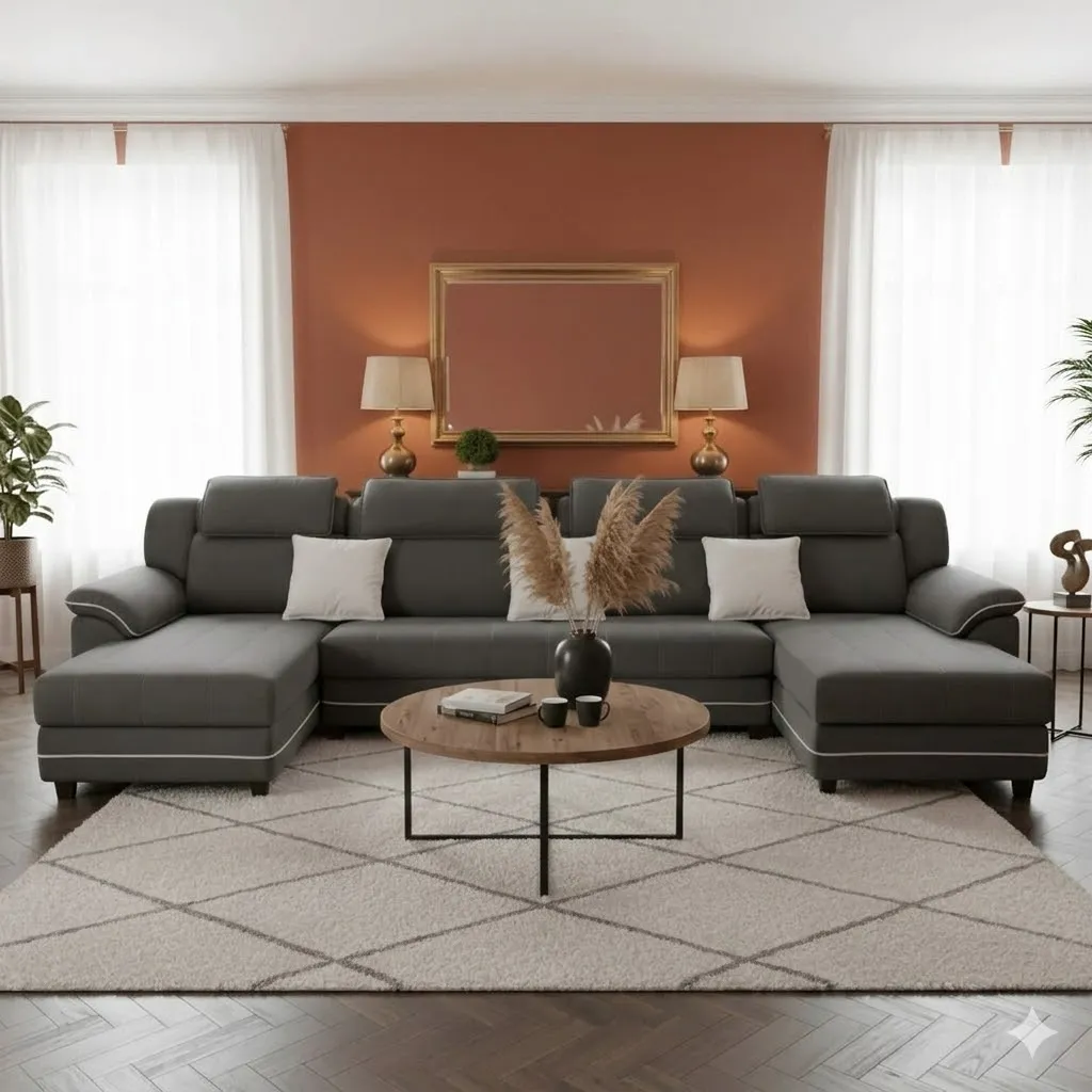 [SALON-1652] CANAPÉ GRIS PANORAMIQUE 7 PLACES 1652