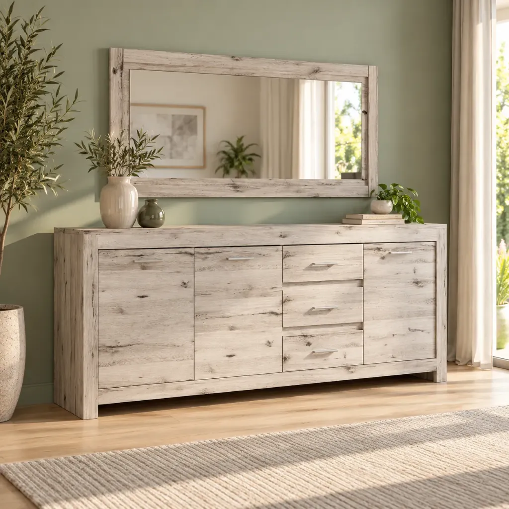[BUFFET-PADVAS] ENFILADE AVEC MIROIR PADVAS BOIS CLAIR