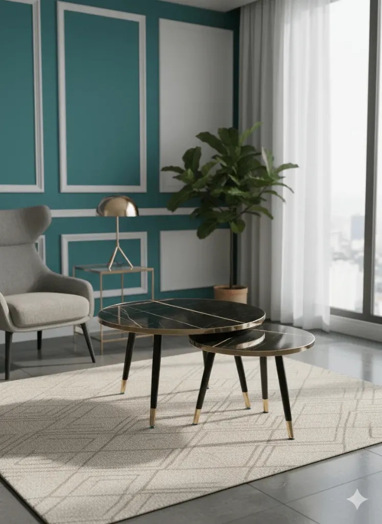 [605NOIR-TB] LOT DE 2 TABLE BASSE GIGOGNE NOIR