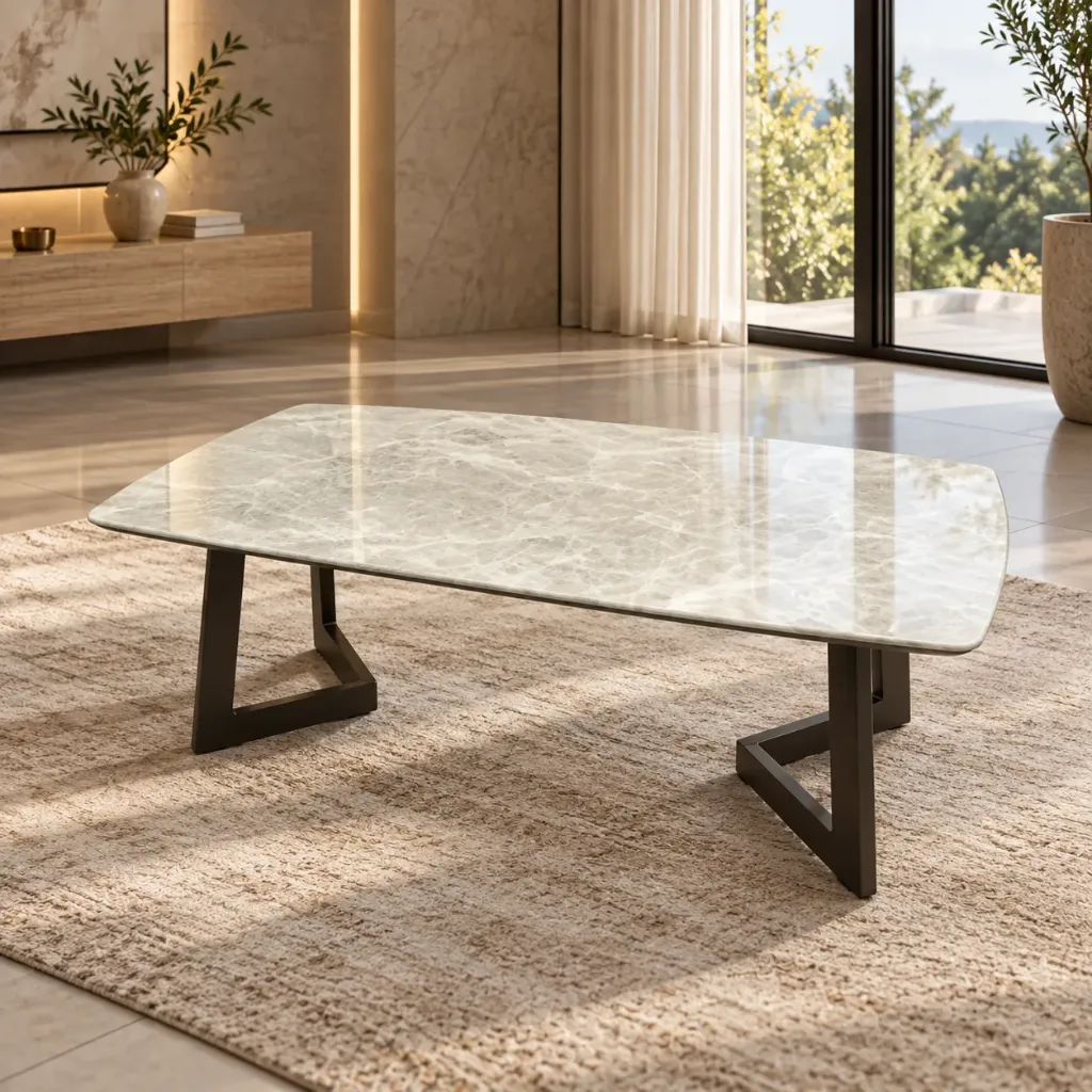 [602-TB] TABLE BASSE EN MARBRE GRIS