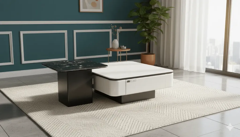 [HYA1-TB] LOT DE 2 TABLE BASSE GIGOGNE NOIR ET BLANC