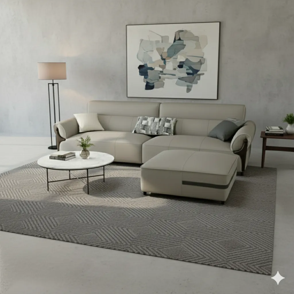[SALON-2450] CANAPÉ D'ANGLE MODULABLE BEIGE - Obsidienne