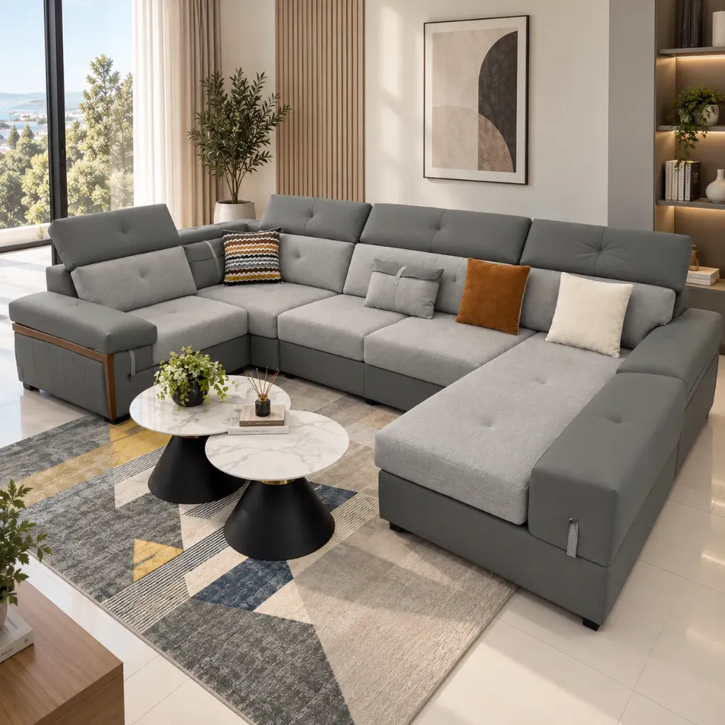 [SALON-2568] CANAPE PANORAMIQUE GRIS 2568