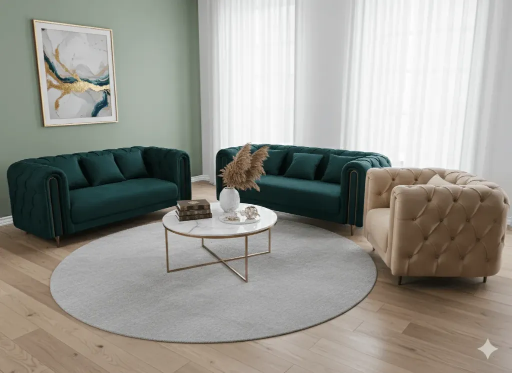 [salon-s501-VERT] SALON 1(beige)+2(vert)+3 (vert)