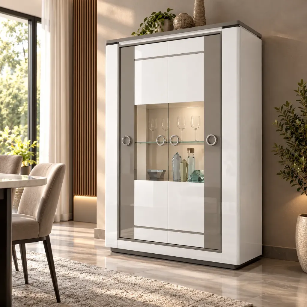 [BELLARIA-VIT-2P] BELLARIA VITRINE BLANCHE ET GRISE