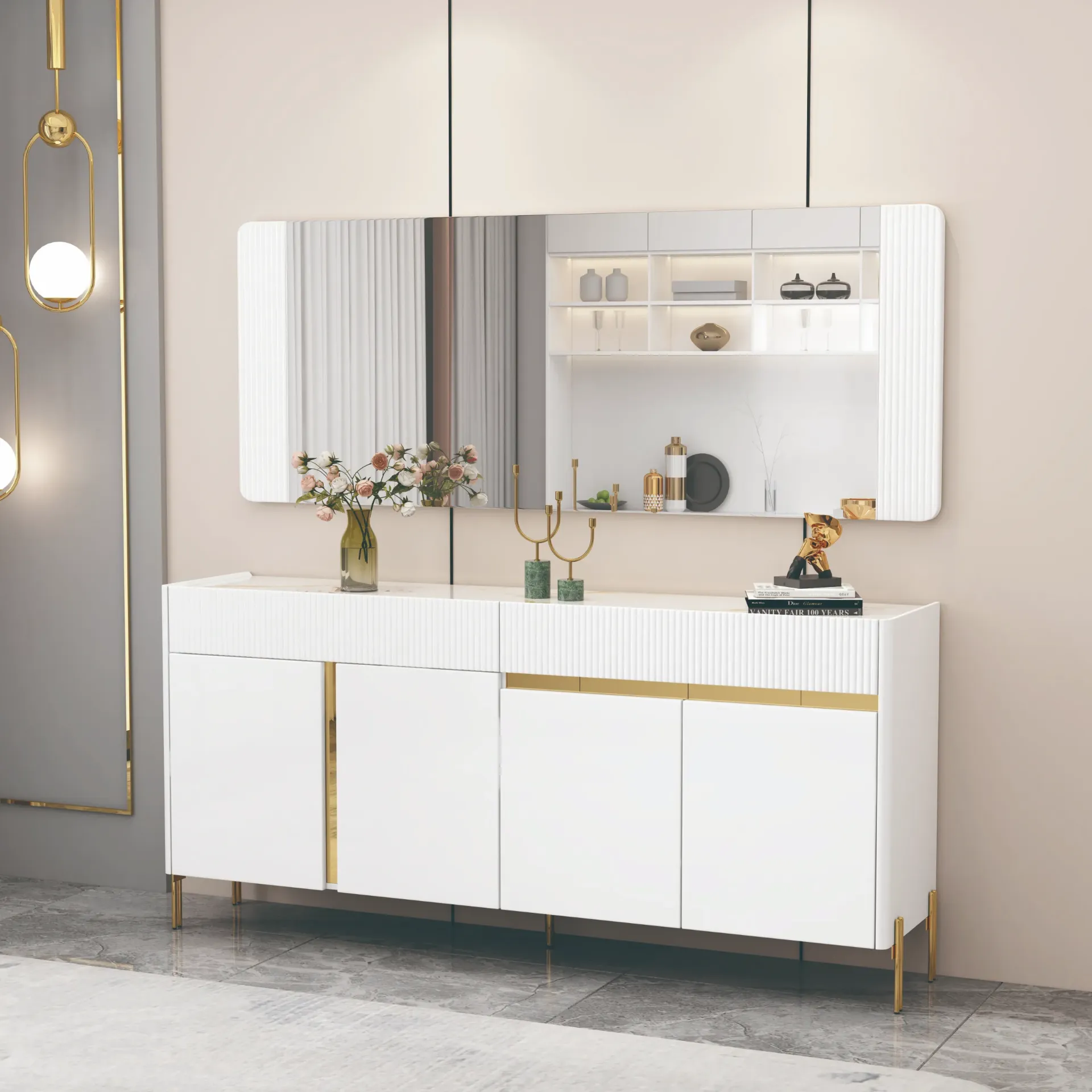 BAHUT BLANC ET DORÉ