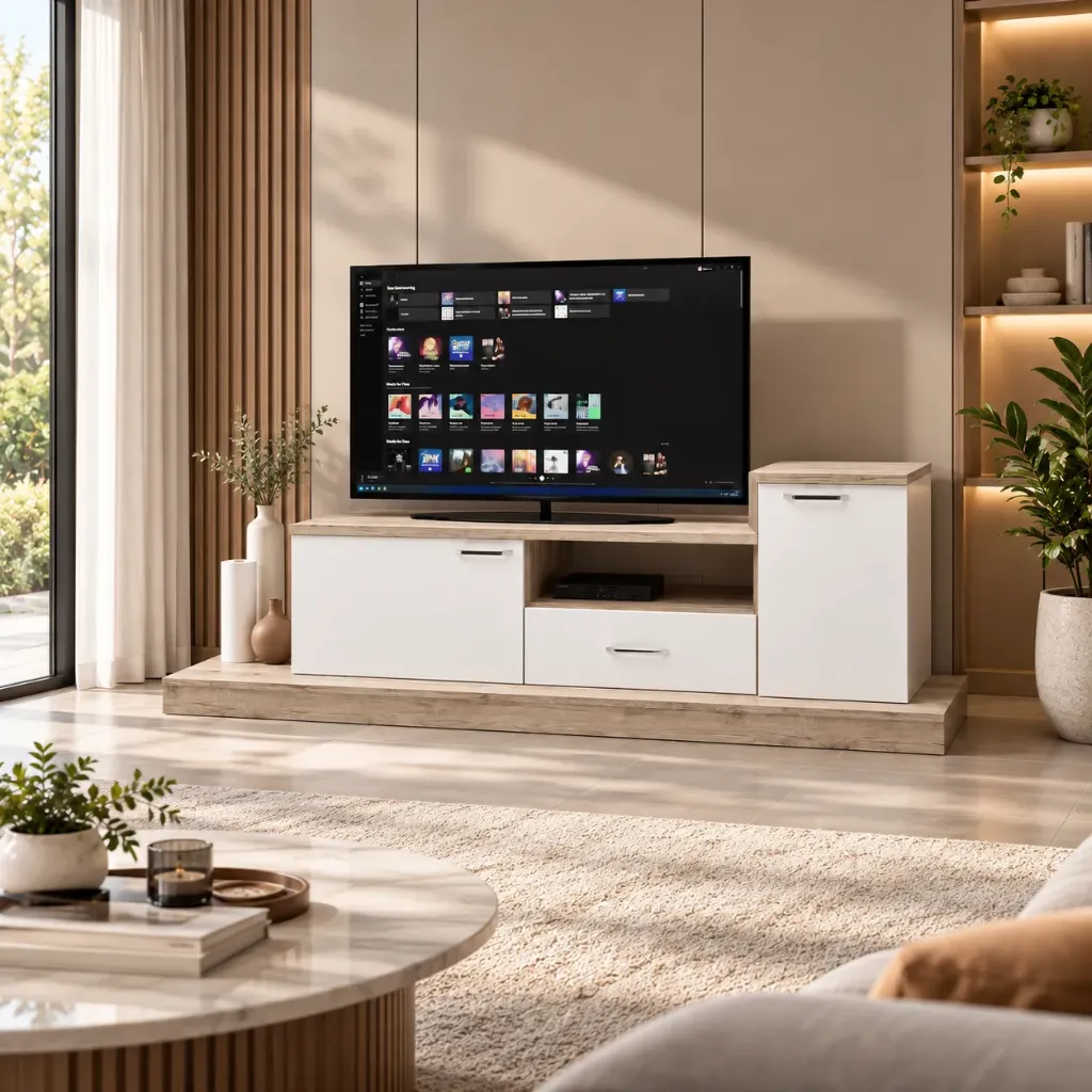 [FLORA-TV] FLORA 05 TABLE TV CHÊNE ET BLANC