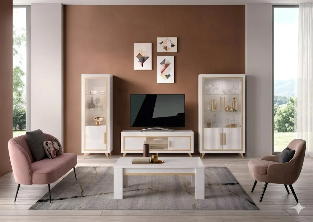 [GOLD-VIT2P + GOLD-VIT1PG + GOLD-TV] LIVING TV GOLD 1P + 2P + TABLE TV