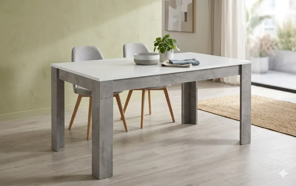 [gretta-TABLE] TABLE A MANGER GRISE ET BLANCHE GRETTA