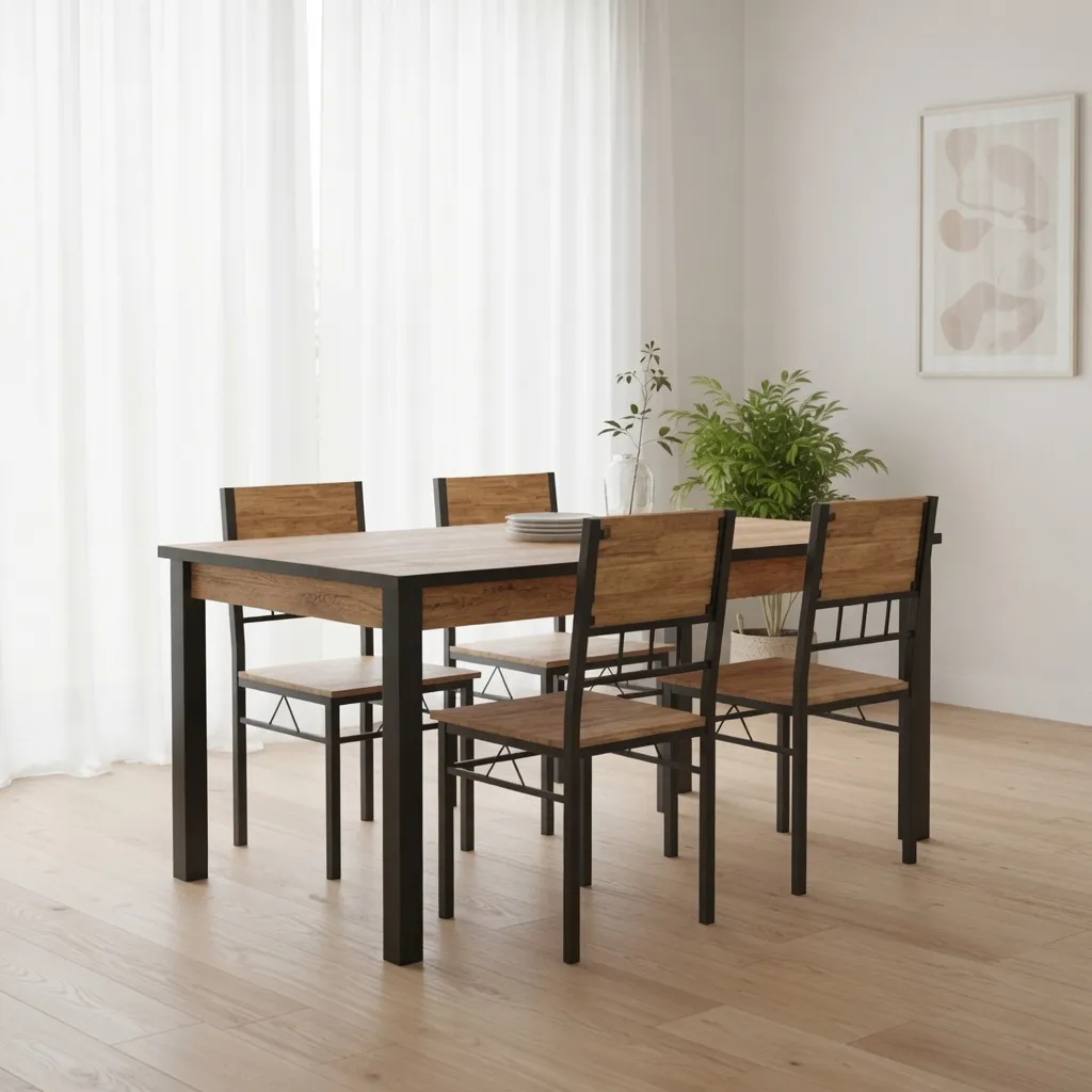 Table à manger Scandi avec Calligraphie - set de 4 chaises