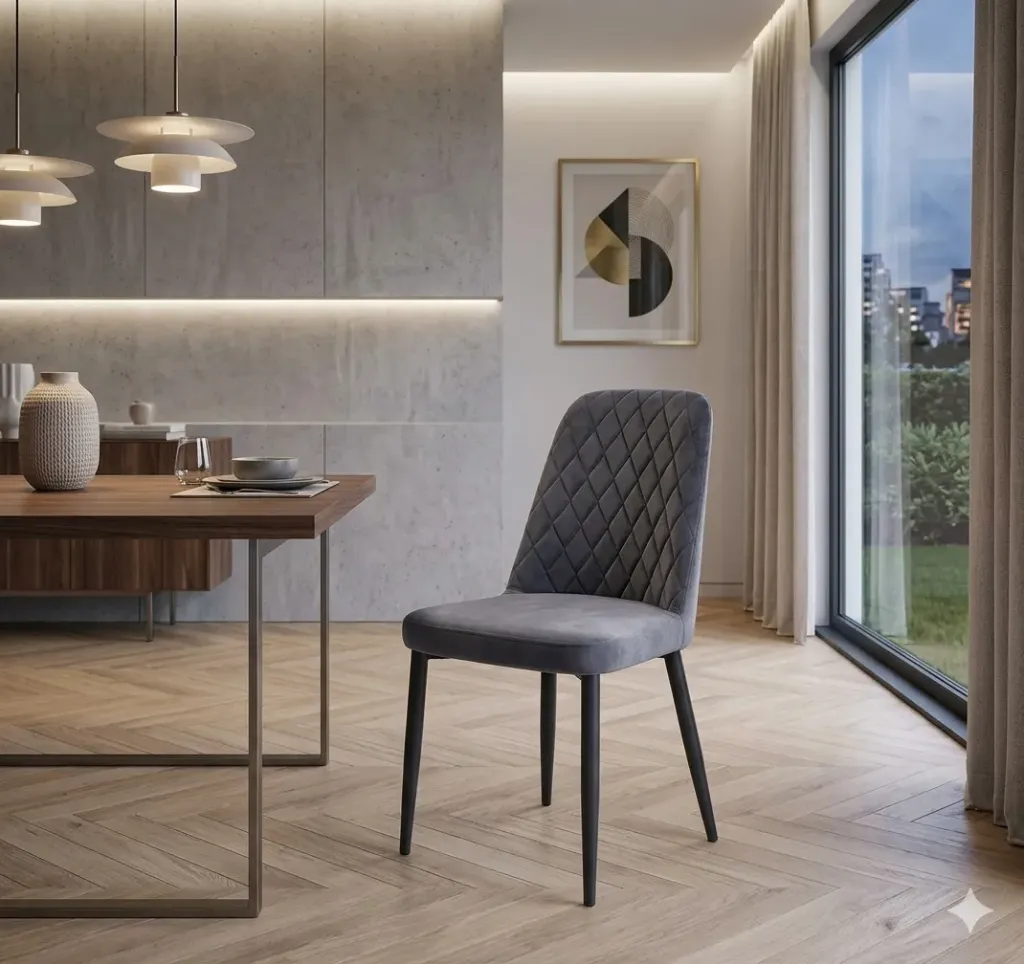 [CHAISE-A306GRIS] Chaise Moriah en Velours Gris