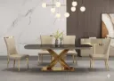 Table à Manger Aurora (plateau en verre noir) + 8 chaises