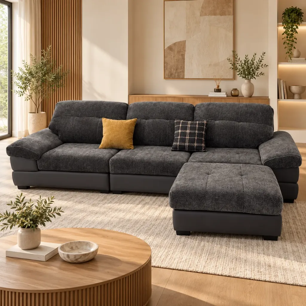 [SALON-8815] Canapé d'angle Gris Anthracite