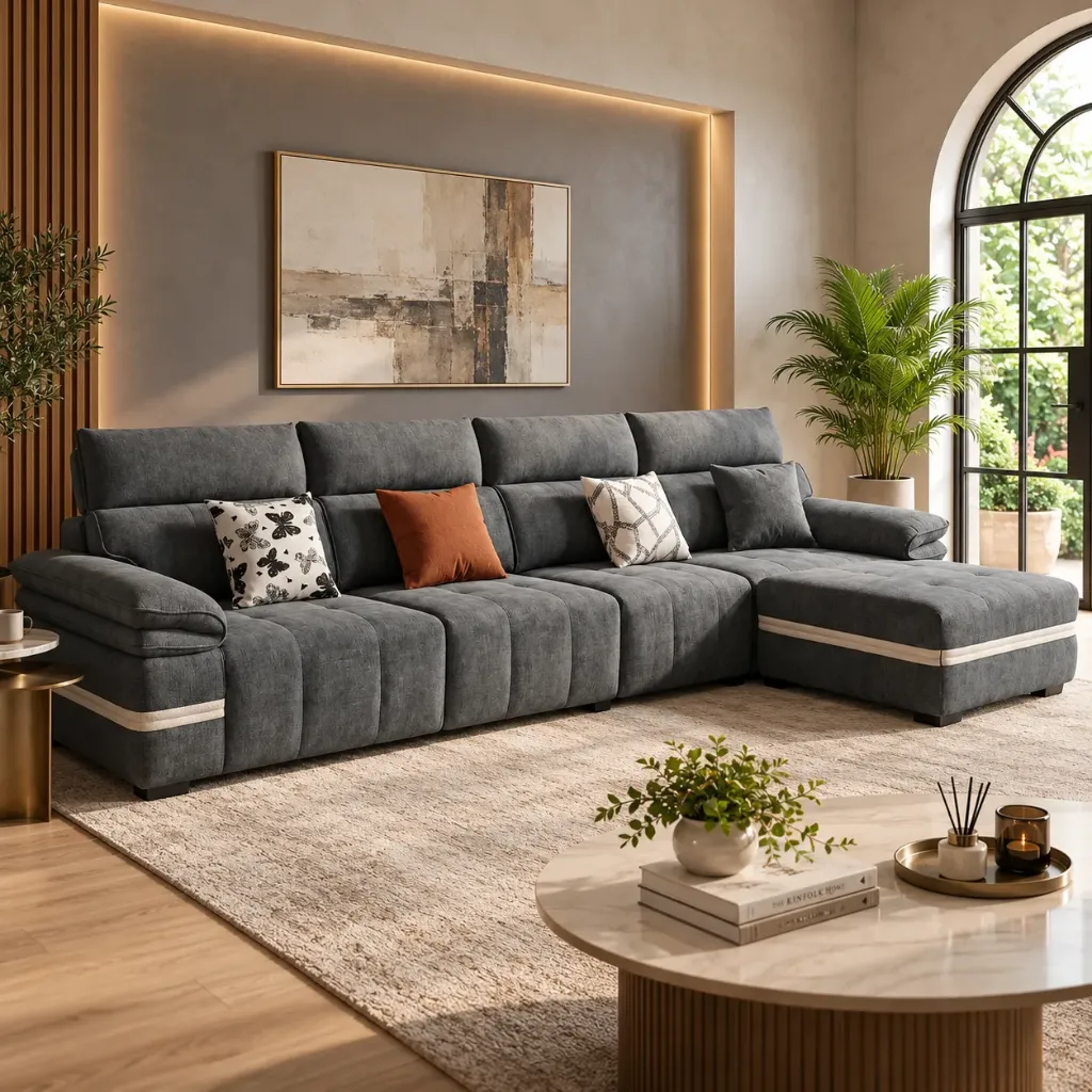 [SALON-6982] Canapé d’angle réversible VENEZIA - Appuie-tête inclinable et Angle Reversible