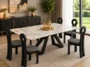 Andersen - Table à manger extensible pieds en céramique noir plateau marbre blanc + 6 chaises Kate Noir