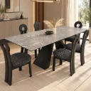Andersen - Table à manger en céramique gris extensible pieds noir en métal
