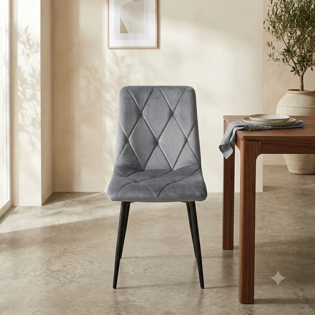 [CHAISE-S51GRIS] Nova - Chaise en velours gris