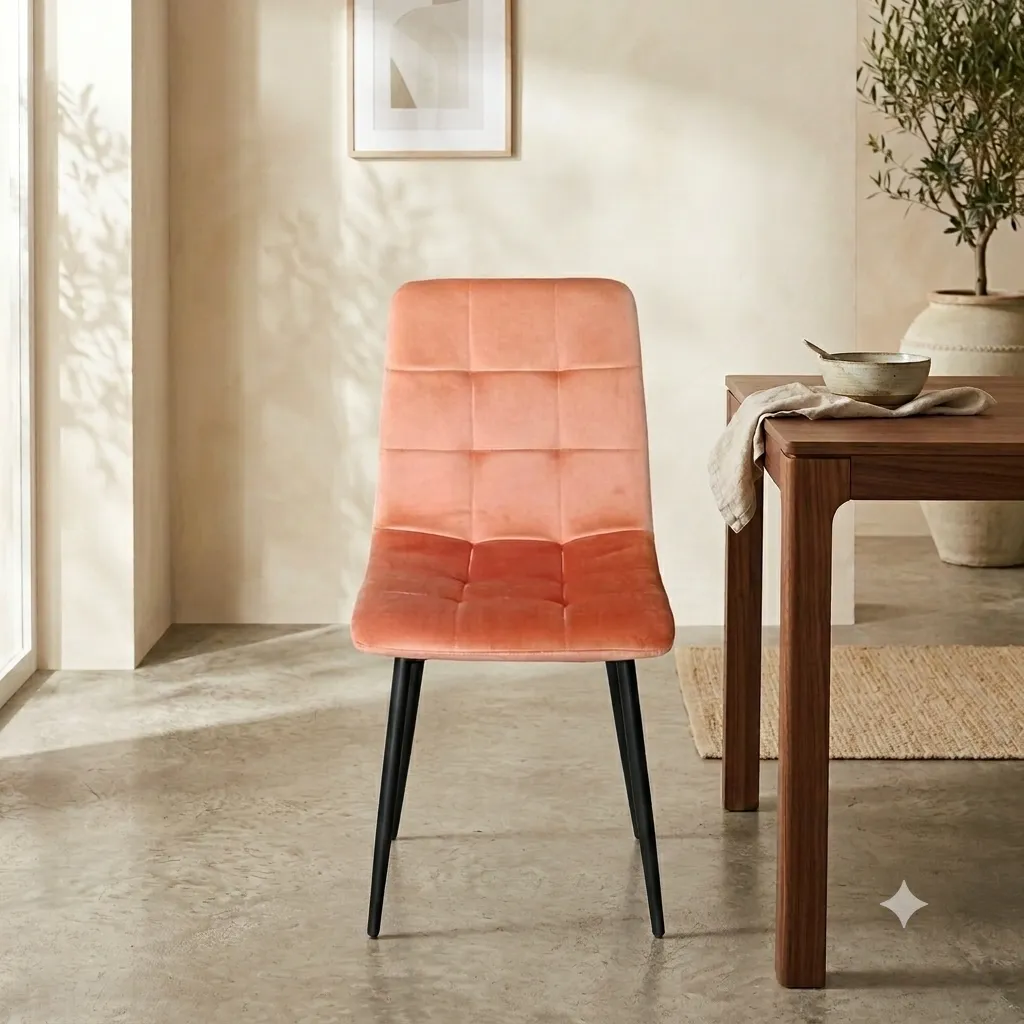 [CHAISE-S51ORANGE] Nova - Chaise en velours orange