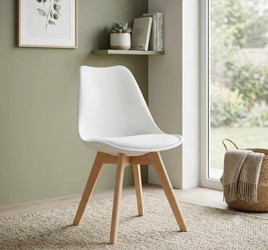 [CHAISE-Y-1BLANC] YLANG - Chaise blanche rembourée