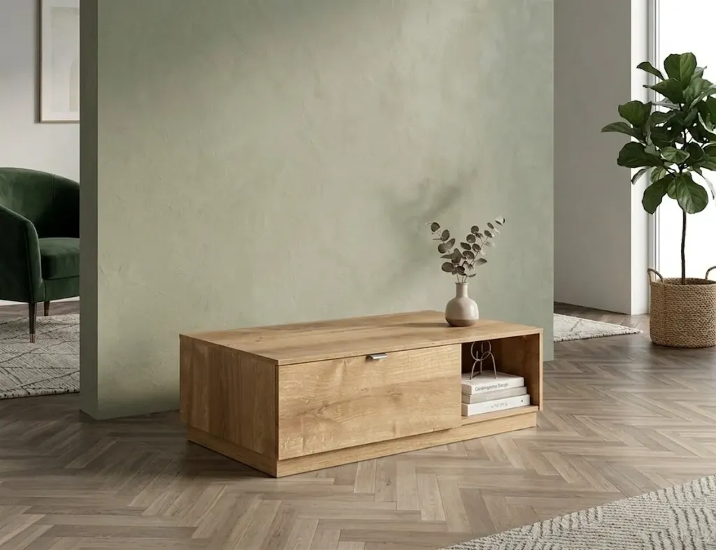 [DZ38BEIGE-TB] Modena - Table Basse Beige Contemporaine en chêne