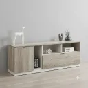 Modena - Table TV Grise Contemporaine en chêne blanchi