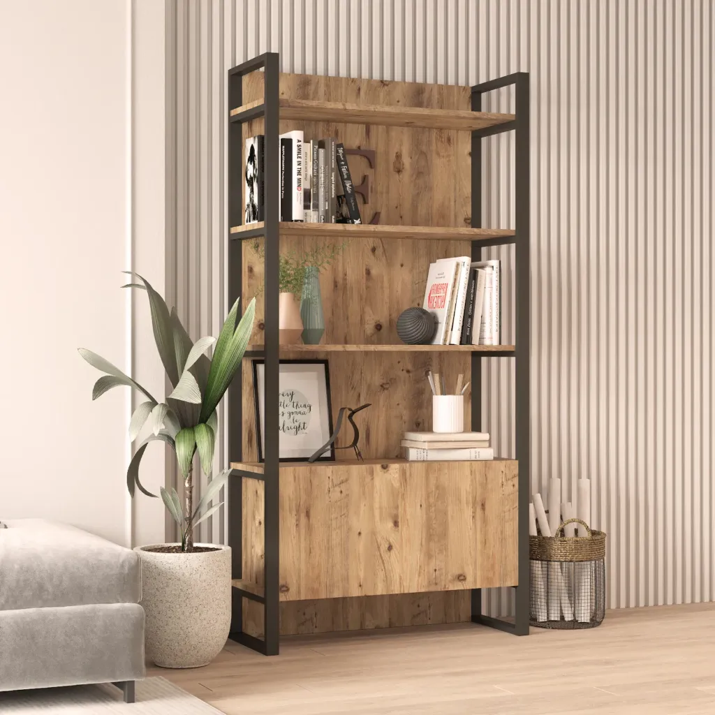 Contraste - Bibliothèque moderne en chêne