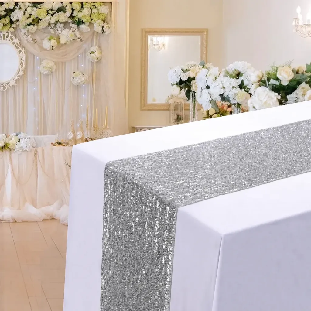 CHEMIN DE TABLE (paillettes) (Gris)