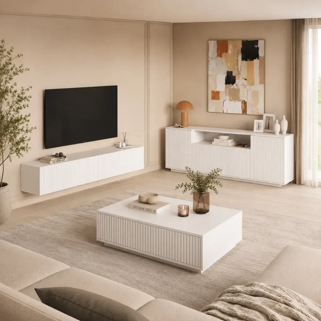 PACK Sakura Blanc - Table TV + Table Basse + Buffet