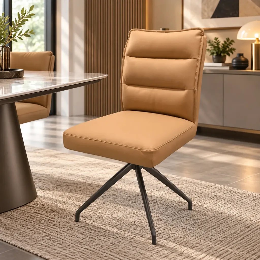 [CHAISE-CY903] Nabilla - Chaise pivotante en cuire (Orange)