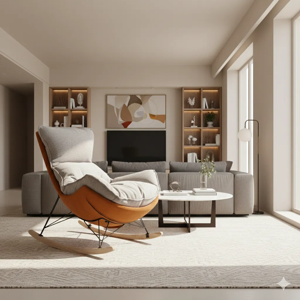 [CHAISE-Y1910] FAUTEUIL ORANGE ET GRIS Y1910