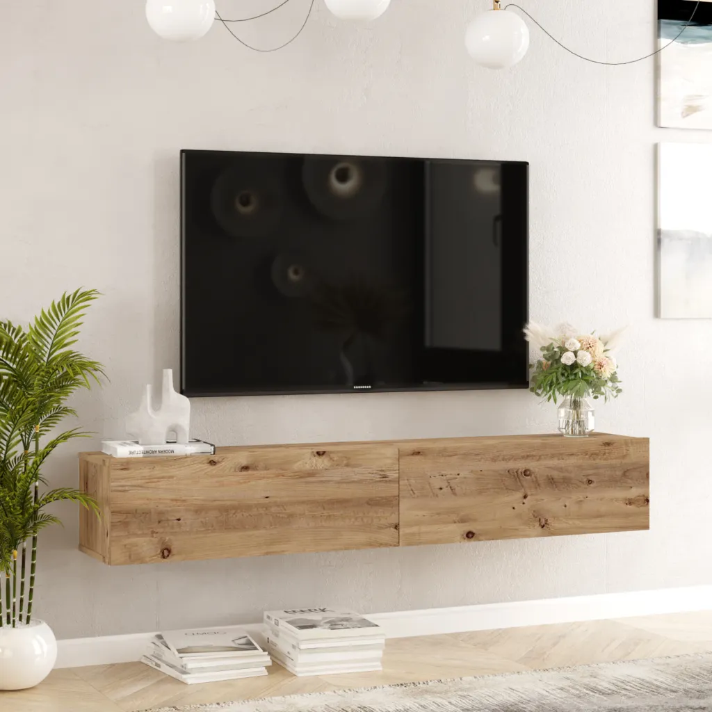 [FR8-A-TV] TABLE TV SUSPENDUE EN BOIS FR8-A-TV