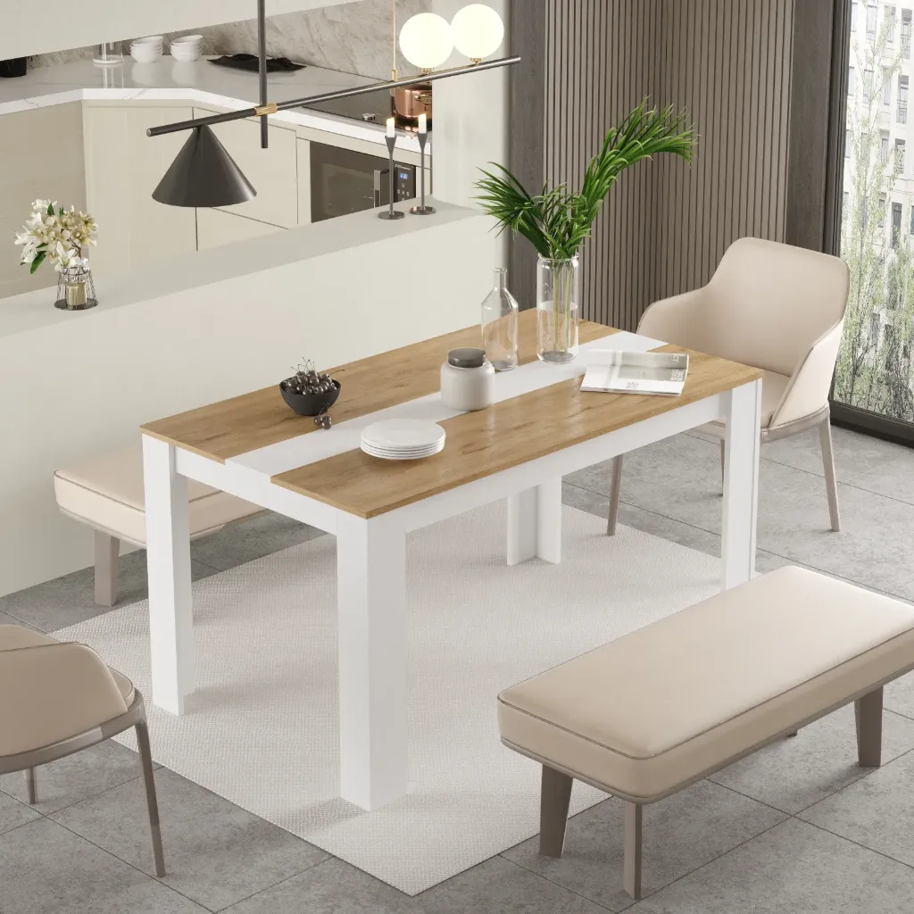 TABLE RECTANGULAIRE BLANCHE EN BOIS